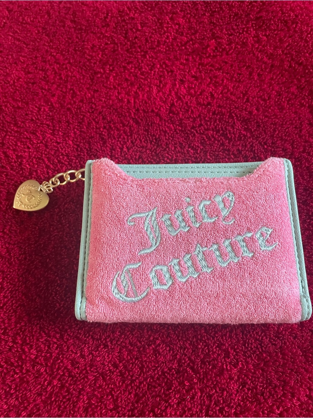 Juicy Couture pink terrycloth bifold wallet